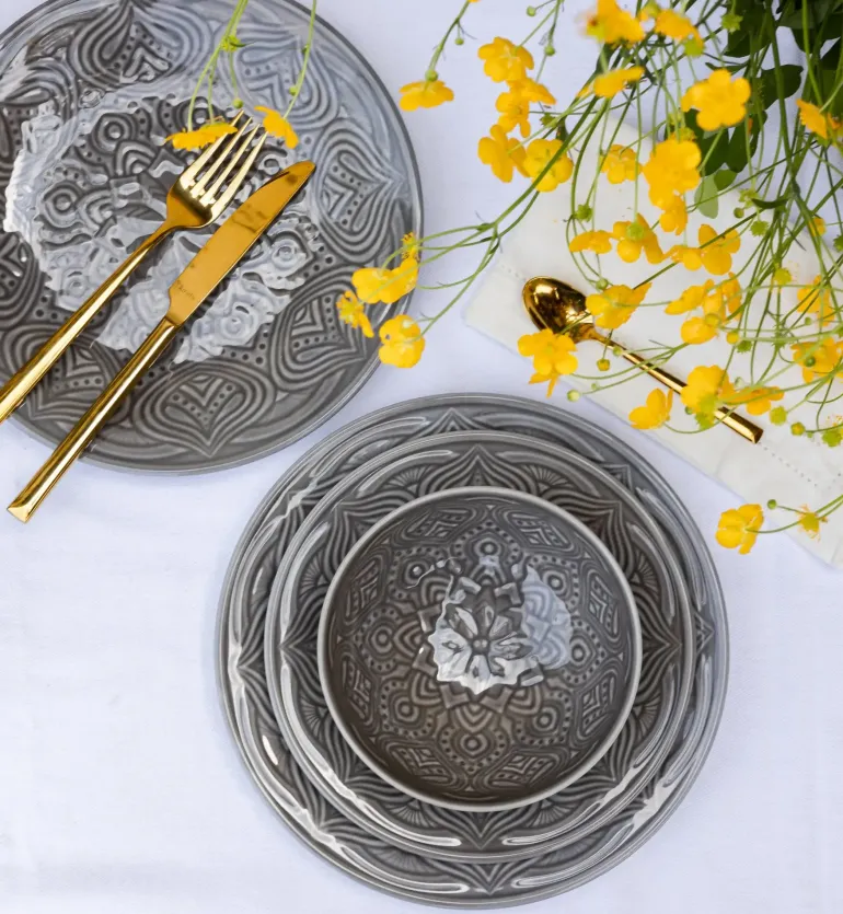 LUBIANA ORIENTAL | KM00 | SZARY | Salaterka 15 cm | porcelana luz
