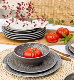 LUBIANA ORIENTAL | KM00 | SZARY | 6x salaterka 15 cm | porcelana luz