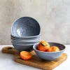 LUBIANA ORIENTAL | K9 SZARO - NIEBIESKI | 12x salaterka 15 cm | porcelana luz