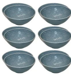 LUBIANA ORIENTAL | K9 SZARO - NIEBIESKI | 12x salaterka 15 cm | porcelana luz