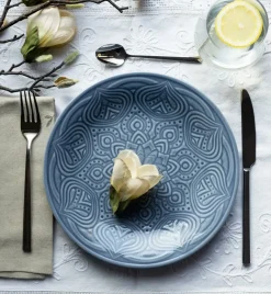 LUBIANA ORIENTAL | K9 SZARO - NIEBIESKI | 18 SZT. Talerz obiadowy 25 cm | porcelana luz