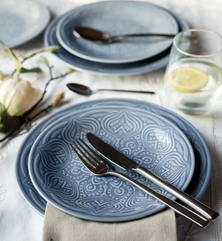 LUBIANA ORIENTAL | K9 SZARO-NIEBIESKI | Serwis obiadowy 12/36 el | porcelana
