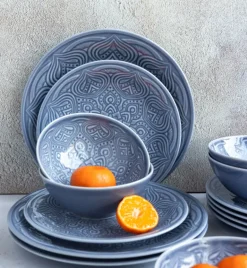 LUBIANA ORIENTAL | K9 SZARO-NIEBIESKI | Serwis obiadowy 12/36 el | porcelana