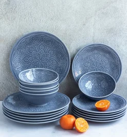 LUBIANA ORIENTAL | K9 SZARO-NIEBIESKI | Serwis obiadowy 12/36 el | porcelana