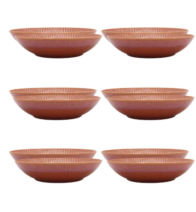 LUBIANA STONEWARE BLUSH | Talerz głęboki 22 cm x 18 szt. | luz | kolor łososiowy