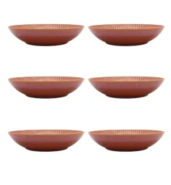 LUBIANA STONEWARE BLUSH | Talerz głęboki 22 cm x 6 szt. | luz | kolor łososiowy