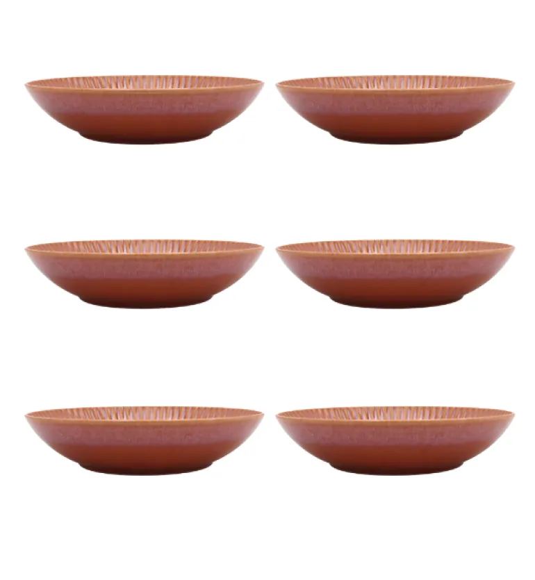 LUBIANA STONEWARE BLUSH | Talerz głęboki 22 cm x 6 szt. | luz | kolor łososiowy