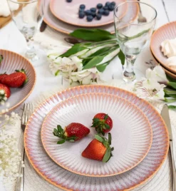 LUBIANA STONEWARE CERAMIKA | BLUSH | Serwis obiadowy 36 elementów dla 12 osób | kolor łososiowy