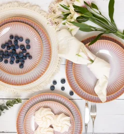 LUBIANA STONEWARE CERAMIKA | BLUSH | Serwis obiadowy 36 elementów dla 12 osób | kolor łososiowy