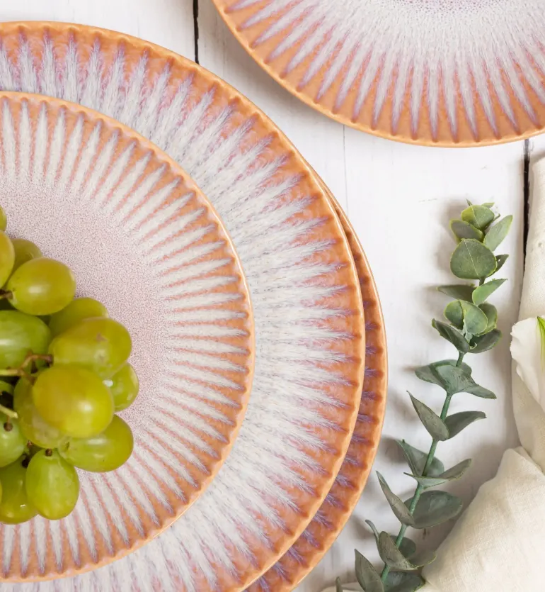 LUBIANA STONEWARE CERAMIKA | BLUSH | Serwis obiadowy 54 elementy dla 18 osób | kolor łososiowy