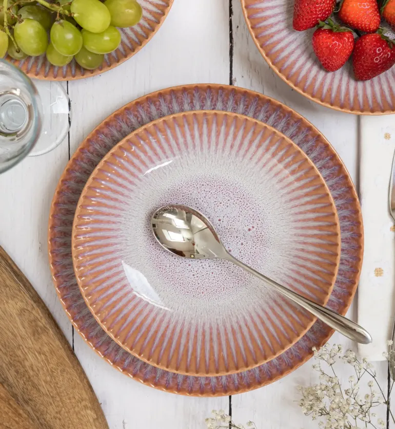 LUBIANA STONEWARE CERAMIKA | BLUSH | Serwis obiadowy 54 elementy dla 18 osób | kolor łososiowy