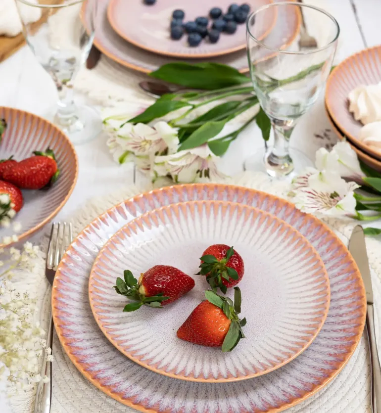 LUBIANA STONEWARE CERAMIKA | BLUSH | Serwis obiadowy 72 elementy dla 24 osób | kolor łososiowy