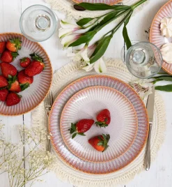 LUBIANA STONEWARE CERAMIKA BLUSH | Serwis obiadowy 18 elementów dla 6 osób | kolor łososiowy