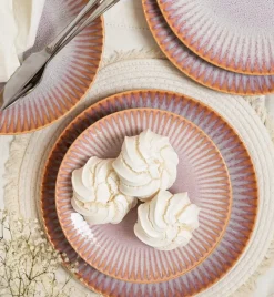 LUBIANA STONEWARE CERAMIKA BLUSH | Serwis obiadowy 18 elementów dla 6 osób | kolor łososiowy