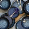 LUBIANA STONEWARE CERAMIKA / COSMOS / 6x Talerz deserowy 20,5 cm / odcień niebieskiego