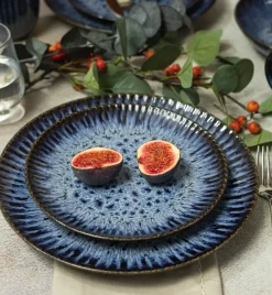 LUBIANA STONEWARE CERAMIKA / COSMOS / 6x Talerz deserowy 20,5 cm / odcień niebieskiego
