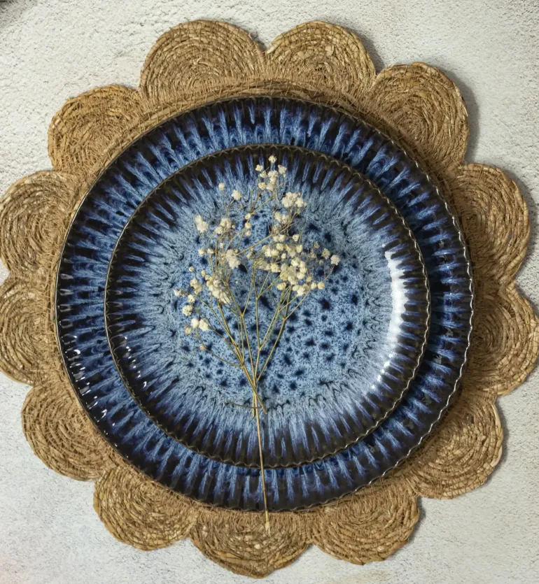 LUBIANA STONEWARE CERAMIKA / COSMOS / 6x Talerz deserowy 20,5 cm / odcień niebieskiego