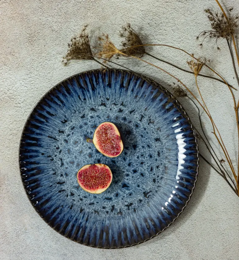 LUBIANA STONEWARE CERAMIKA / COSMOS / 6x Talerz deserowy 20,5 cm / odcień niebieskiego