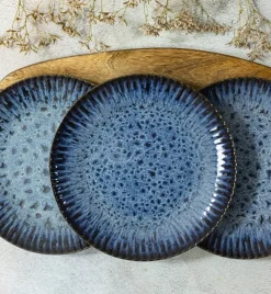LUBIANA STONEWARE CERAMIKA / COSMOS / 6x Talerz deserowy 20,5 cm / odcień niebieskiego