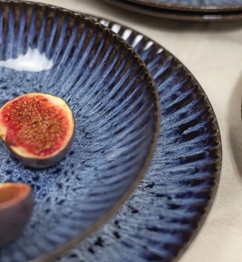 LUBIANA STONEWARE CERAMIKA / COSMOS / Serwis obiadowy 36 elementów dla 12 osób / odcień niebieskiego