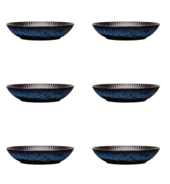 LUBIANA STONEWARE CERAMIKA / COSMOS / 6x Talerz głęboki 22 cm / odcień niebieskiego
