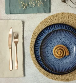 LUBIANA STONEWARE CERAMIKA / COSMOS / 6x Talerz głęboki 22 cm / odcień niebieskiego