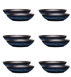 LUBIANA STONEWARE CERAMIKA / COSMOS / 12x Talerz głęboki 22 cm / odcień niebieskiego