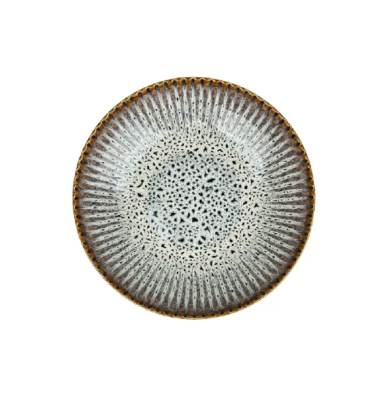 LUBIANA STONEWARE CERAMIKA / METEOR DESERT OPK / Serwis obiadowy 12 elementów dla 4 osób / odcień piaskowo-niebieski