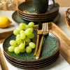 LUBIANA STONEWARE JADE ZIELONY / Talerz deserowy 20,5 cm / odcień zieleni