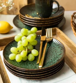 LUBIANA STONEWARE JADE ZIELONY / Talerz deserowy 20,5 cm / odcień zieleni