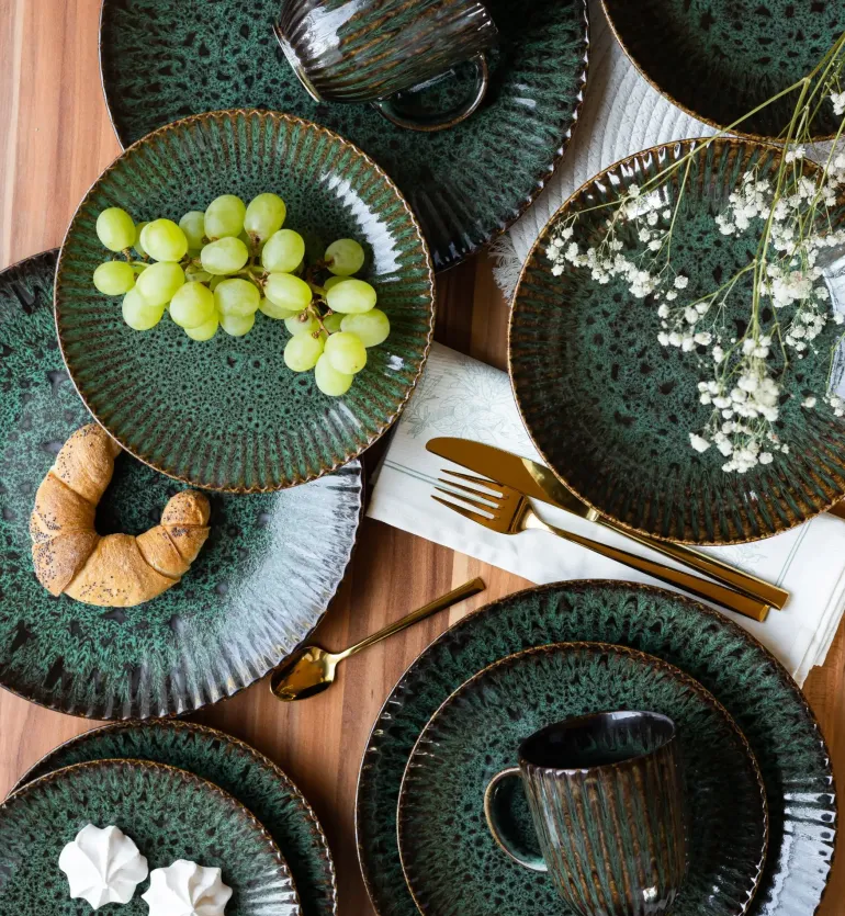 LUBIANA STONEWARE JADE ZIELONY / Talerz obiadowy 27 cm / odcień zieleni