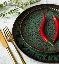 LUBIANA STONEWARE JADE ZIELONY OPK | Serwis obiadowy 24 elementy dla 8 osób | odcienie zieleni | ceramika