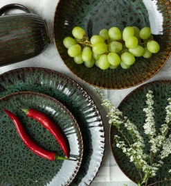 LUBIANA STONEWARE JADE ZIELONY / 6x Talerz obiadowy 27 cm / odcień zieleni