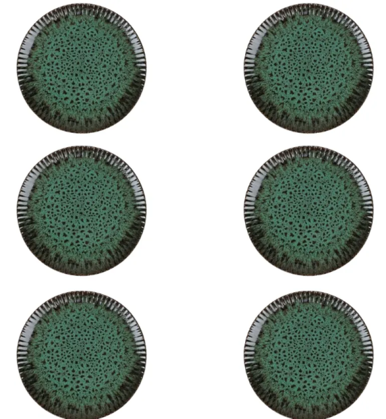 LUBIANA STONEWARE JADE ZIELONY / 6x Talerz obiadowy 27 cm / odcień zieleni