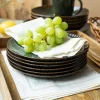 LUBIANA STONEWARE JADE ZIELONY / 6x Talerz głęboki 22 cm / odcień zieleni