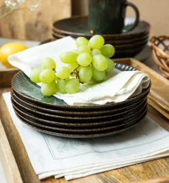 LUBIANA STONEWARE JADE ZIELONY / 6x Talerz głęboki 22 cm / odcień zieleni
