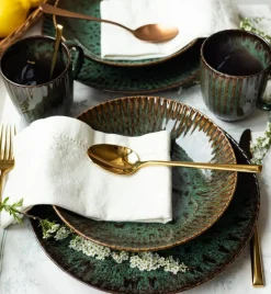 LUBIANA STONEWARE JADE ZIELONY / 6x Talerz głęboki 22 cm / odcień zieleni