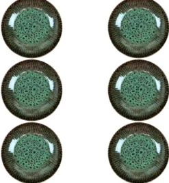 LUBIANA STONEWARE JADE ZIELONY / 6x Talerz głęboki 22 cm / odcień zieleni