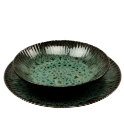 LUBIANA STONEWARE JADE ZIELONY / 12x Talerz głęboki 22 cm / odcień zieleni