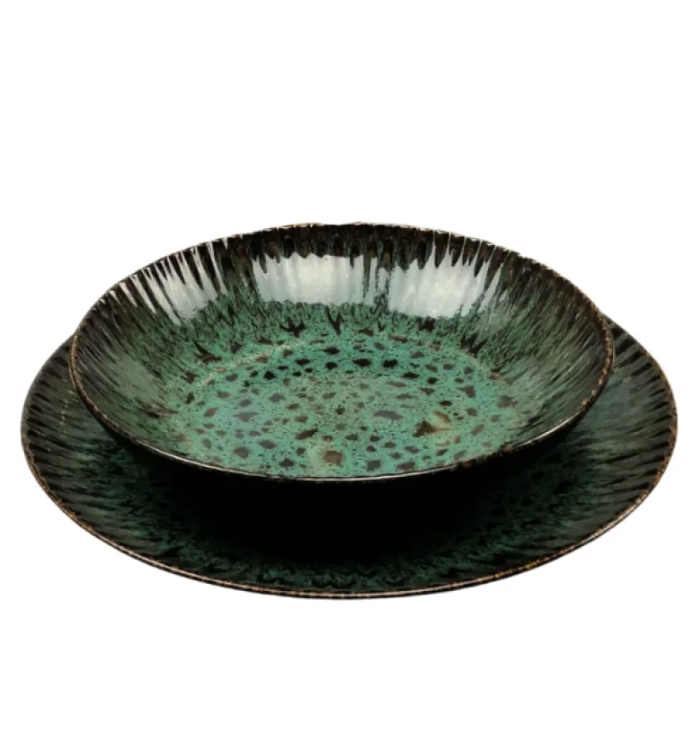 LUBIANA STONEWARE JADE ZIELONY OPK | Serwis obiadowy 12 elementów dla 4 osób | odcienie zieleni | ceramika