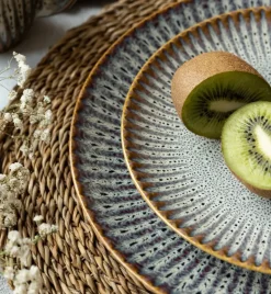 LUBIANA STONEWARE | METEOR DESERT / Talerz głęboki 22 cm luz / odcień piaskowo - niebieski