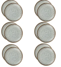 LUBIANA STONEWARE | METEOR DESERT 12 x Talerz deserowy 20,5 cm luz / odcień piaskowo - niebieski