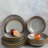 LUBIANA STONEWARE | METEOR DESERT / Talerz głęboki 22 cm x 12 SZT - luz / odcień piaskowo - niebieski