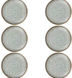 LUBIANA STONEWARE | METEOR DESERT 6 x Talerz deserowy 20,5 cm luz / odcień piaskowo - niebieski