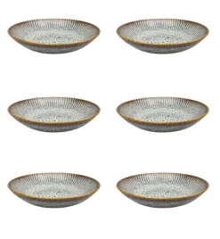 LUBIANA STONEWARE | METEOR DESERT / Talerz głęboki 22 cm x 6 SZT - luz / odcień piaskowo - niebieski