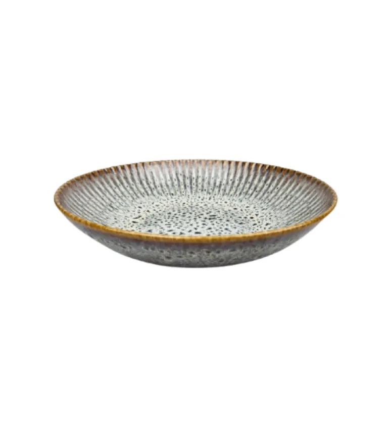 LUBIANA STONEWARE | METEOR DESERT / Talerz głęboki 22 cm x 6 SZT - luz / odcień piaskowo - niebieski