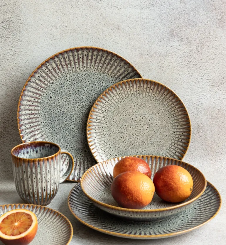 LUBIANA STONEWARE | METEOR DESERT / Talerz obiadowy 27 cm luz x 6 SZT. / odcień piaskowo - niebieski