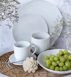 LUBIANA VANILLA Serwis obiadowo - kawowy 90 el dla 18 osób | biała porcelana