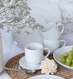 LUBIANA VANILLA Serwis obiadowo - kawowy 34 el dla 6 osób | biała porcelana