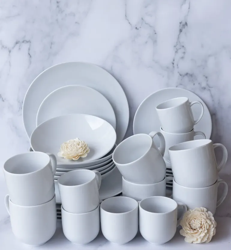 LUBIANA VANILLA Serwis obiadowo - kawowy 108 el dla 18 osób | biała porcelana